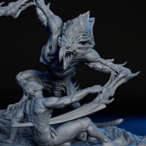 Front closeup of high-detailed 35mm underdark horror RPG fine art miniature for collectors, sculpted by Alex Oliver for Fantastic Art Studios.