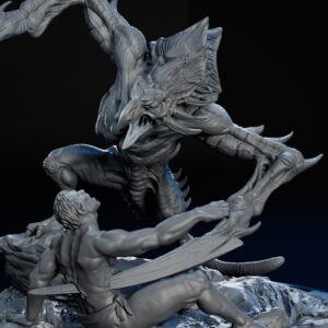 Front closeup of high-detailed 75mm underdark horror RPG fine art statue for collectors, sculpted by Alex Oliver for Fantastic Art Studios.